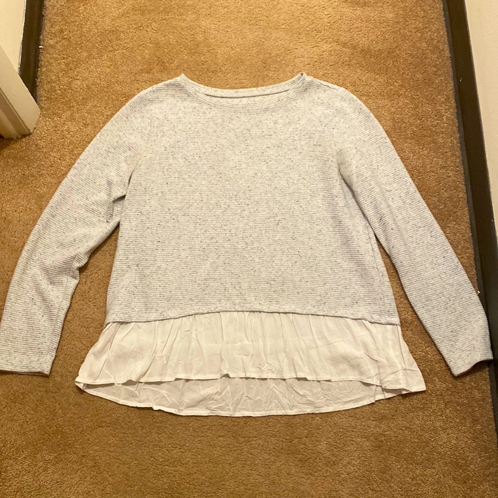 LOFT white long sleeve sweater tees with peplum
